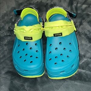 Crocs hiker xcape lime green with leopard  excellent condition